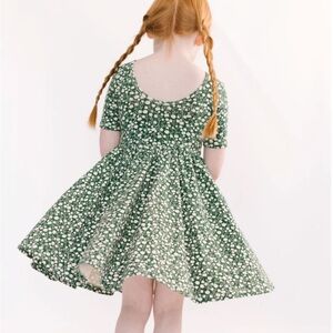 The Short Sleeve Ballet Floral Green Dress